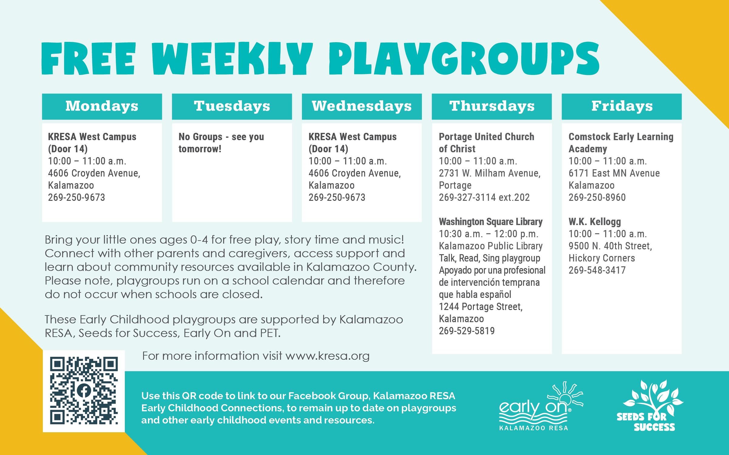 Weekly playgroups